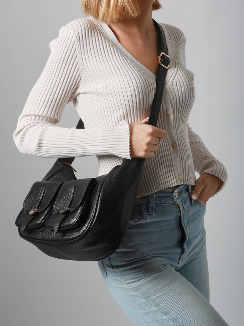 Sac Bandoulière Edgy Miniprix Toile Enduite Noir - Kiabi