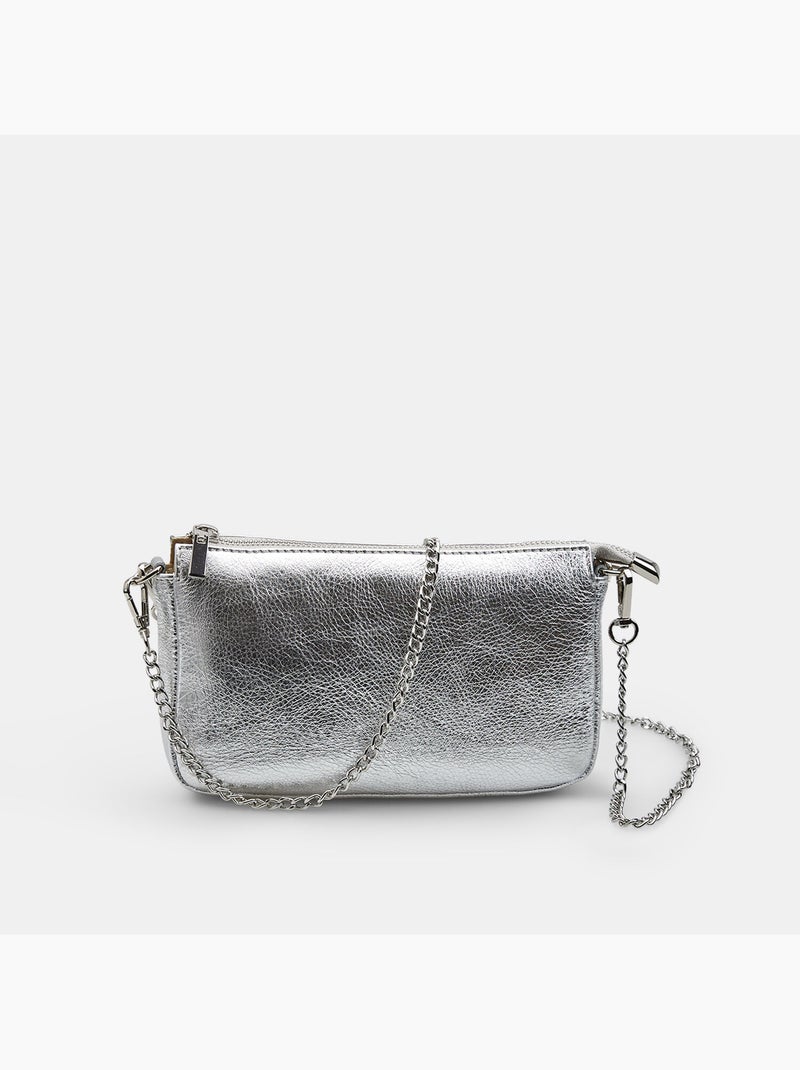 Sac bandoulière en cuir Bata Argent - Kiabi