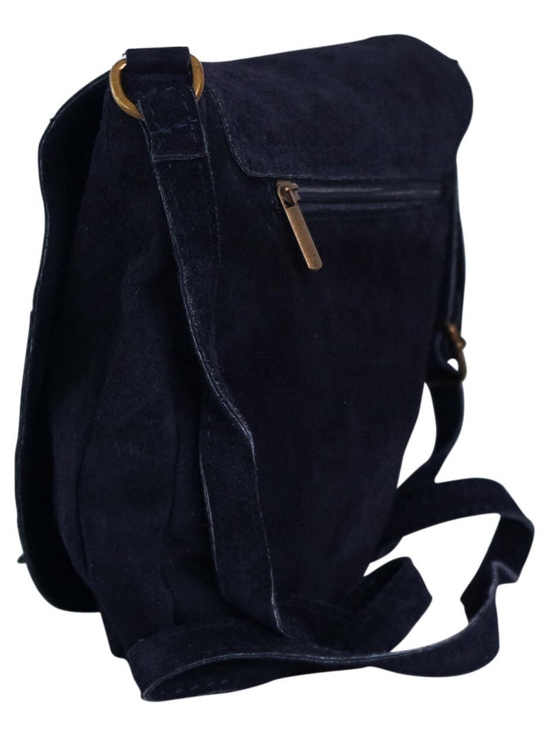 Sac bandoulière en cuir de velours Bleu marine - Kiabi