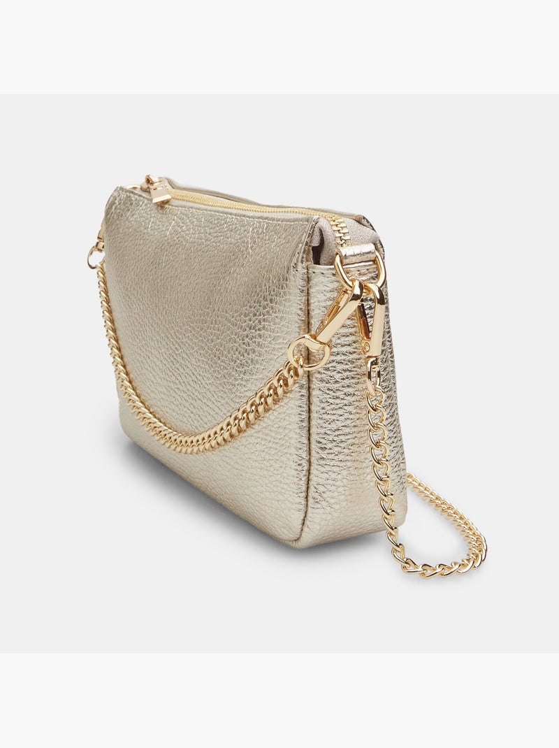 Sac bandoulière en cuir Doré/or - Kiabi