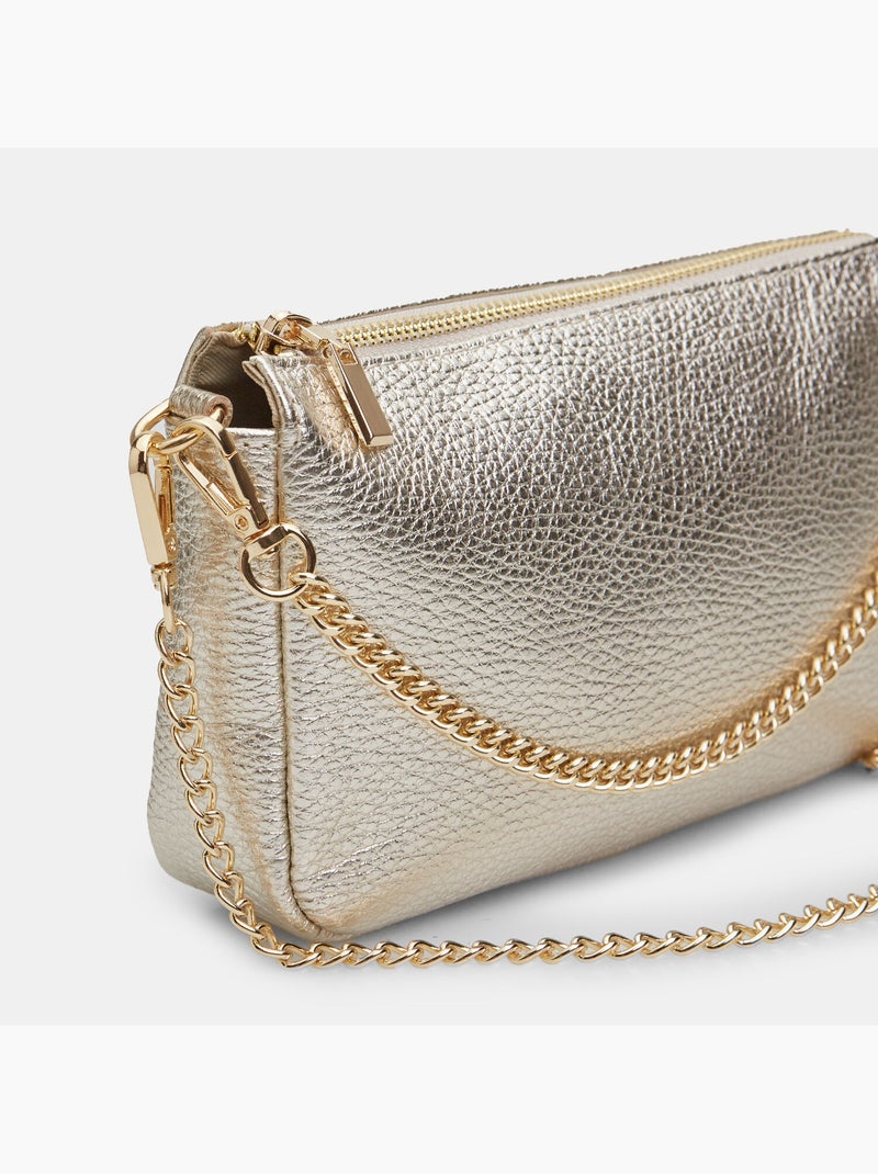 Sac bandoulière en cuir Doré/or - Kiabi