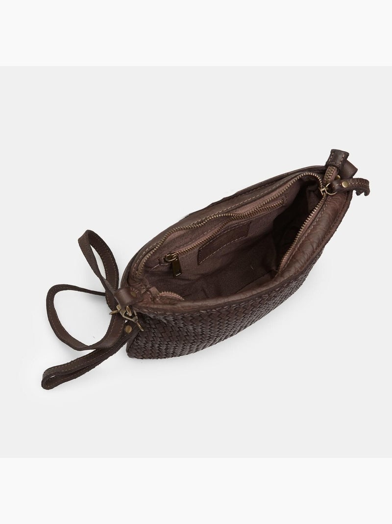 Sac bandoulière en cuir Marron - Kiabi