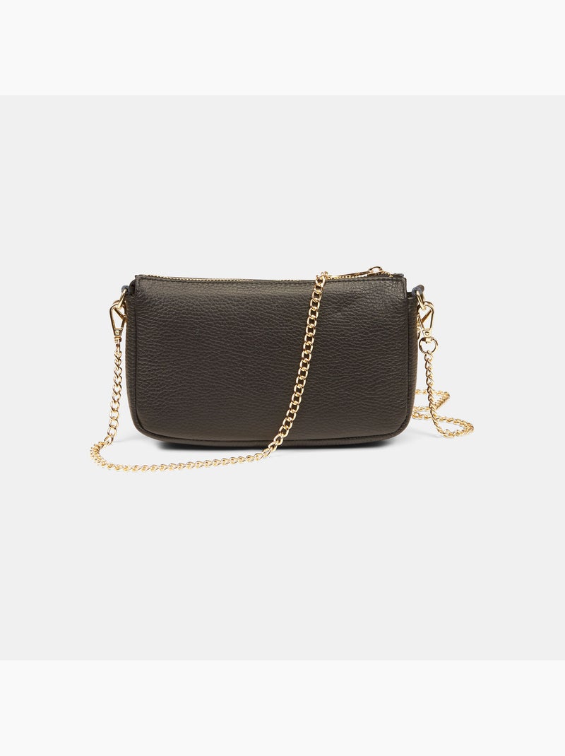 Sac bandoulière en cuir Noir - Kiabi