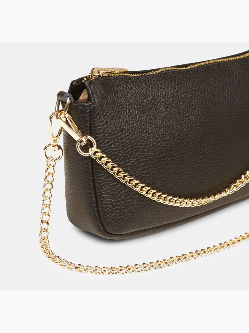 Sac bandoulière en cuir Noir - Kiabi