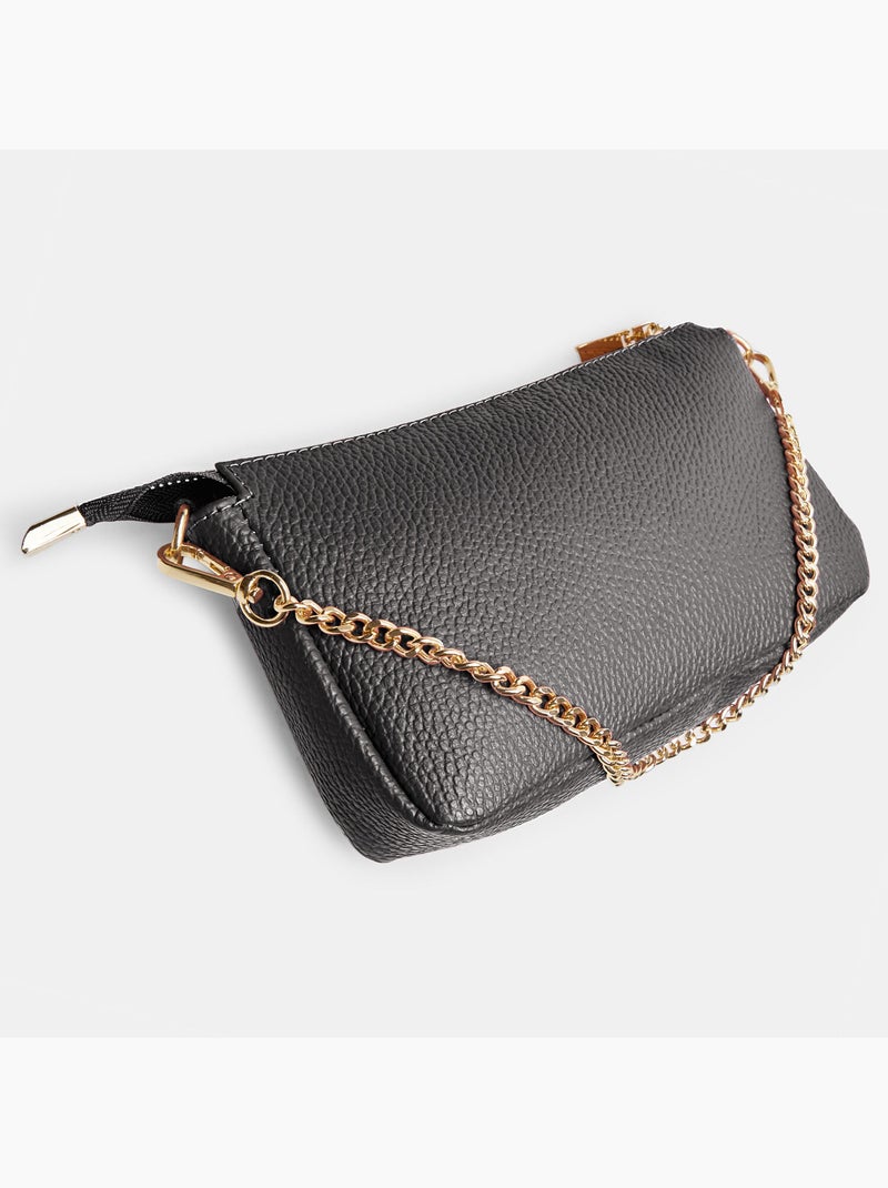 Sac bandoulière en cuir Noir - Kiabi