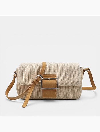 Sac bandoulière en raphia Bata