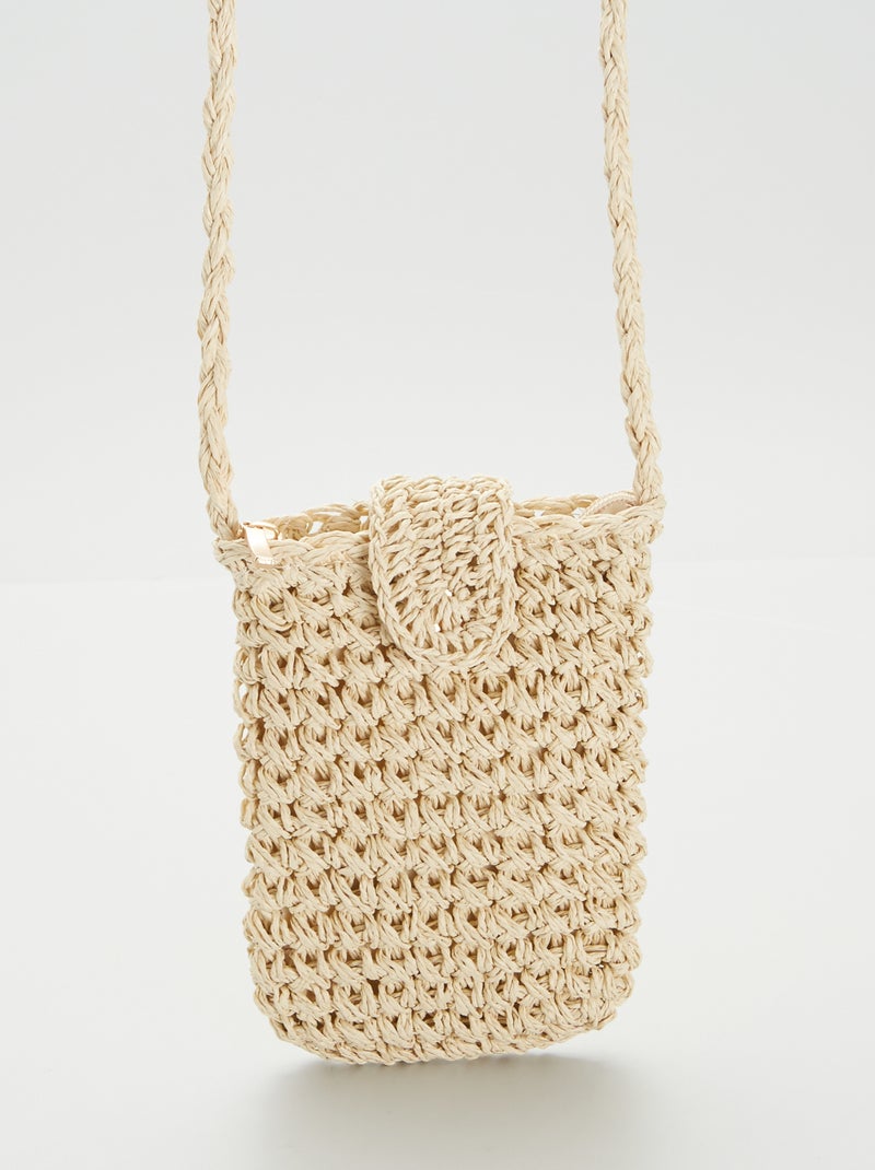 Sac bandoulière en raphia Beige - Kiabi