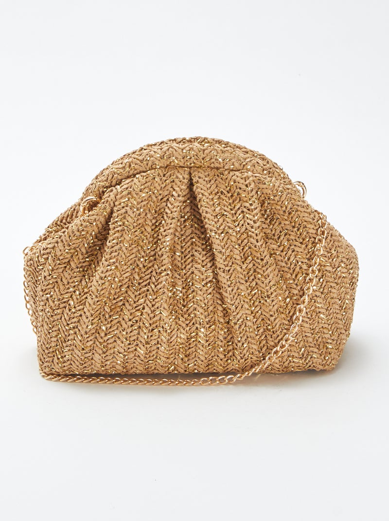 Sac bandoulière en raphia Beige - Kiabi