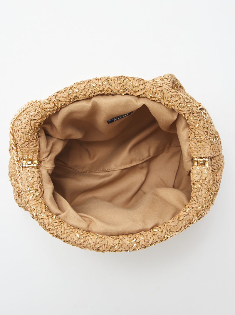 Sac bandoulière en raphia Beige - Kiabi