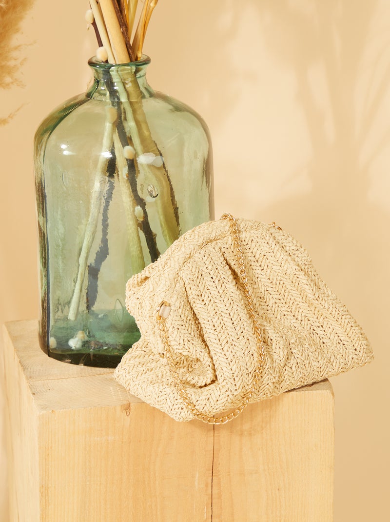 Sac bandoulière en raphia BEIGE - Kiabi