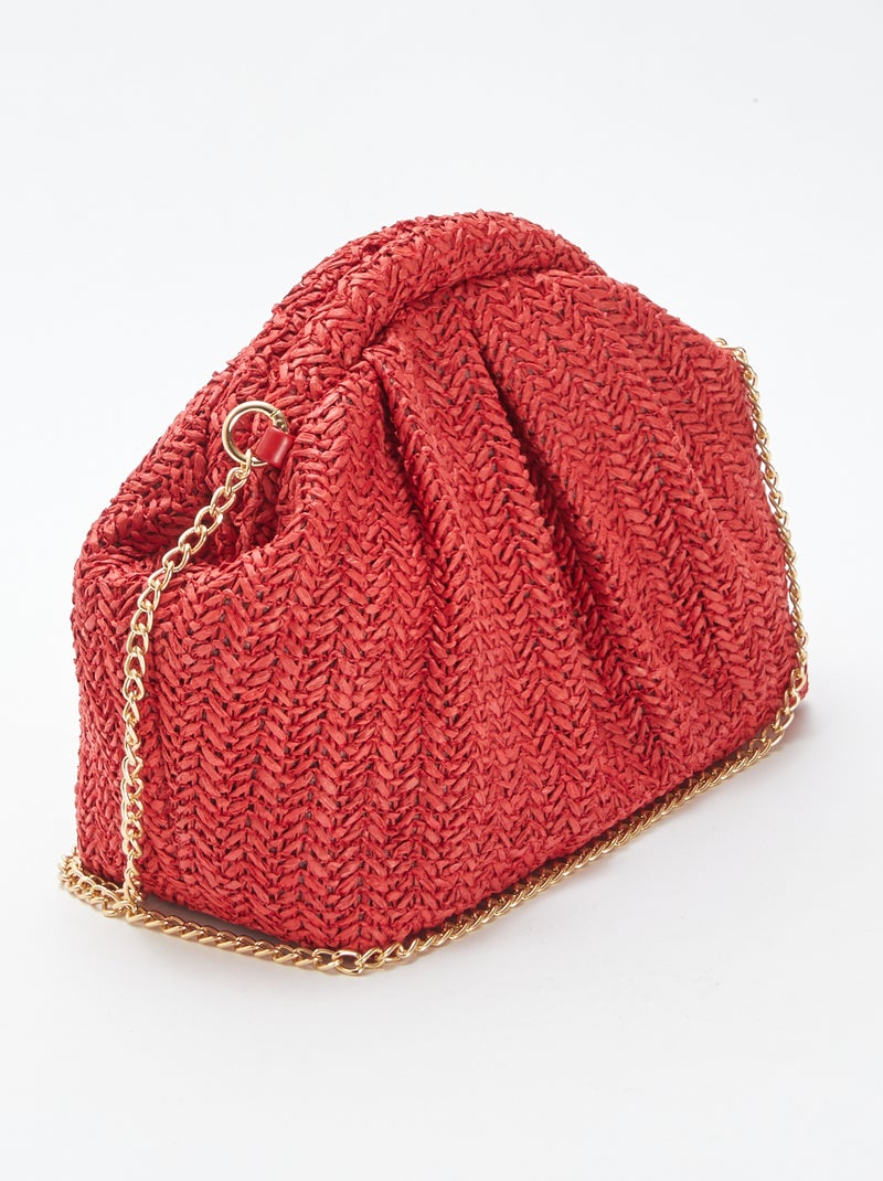 Sac bandoulière en raphia ROUGE - Kiabi