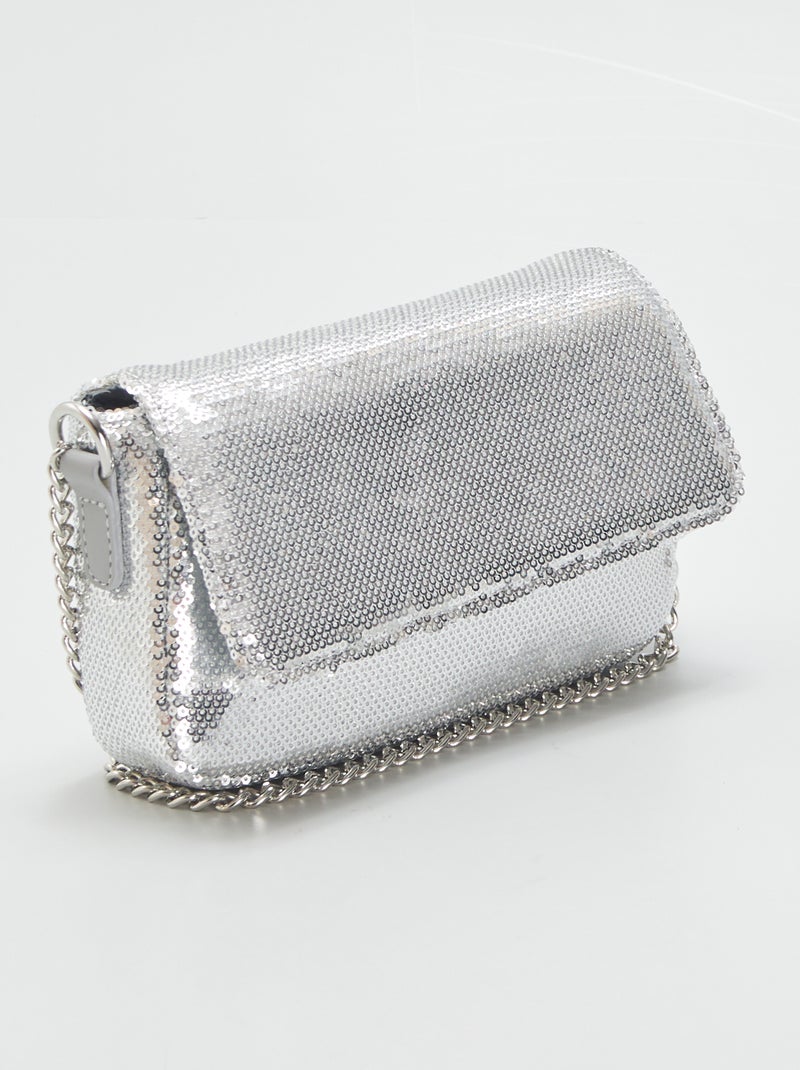 Sac bandoulière en sequins Argent - Kiabi