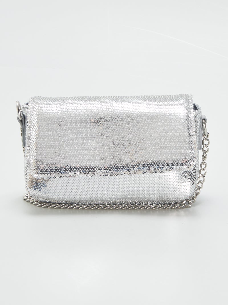 Sac bandoulière en sequins Argent - Kiabi