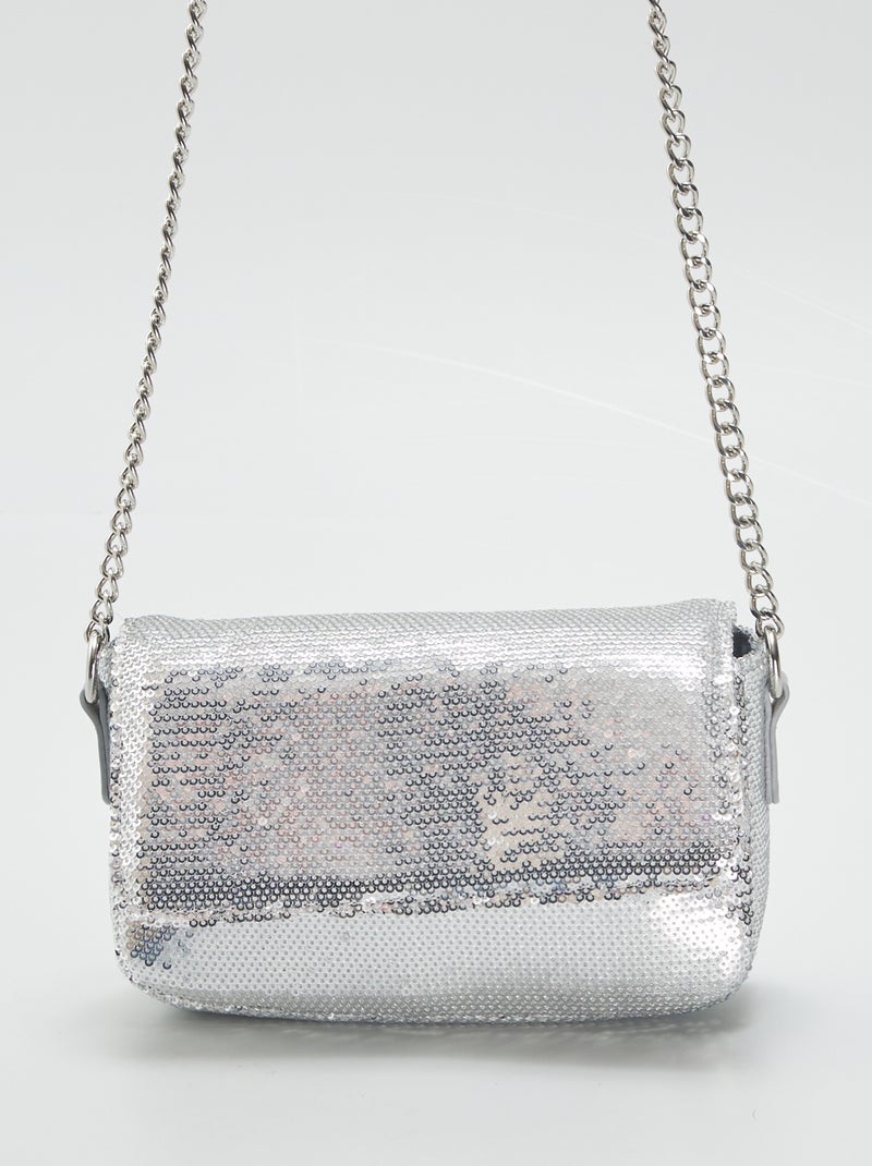 Sac bandoulière en sequins Argent - Kiabi