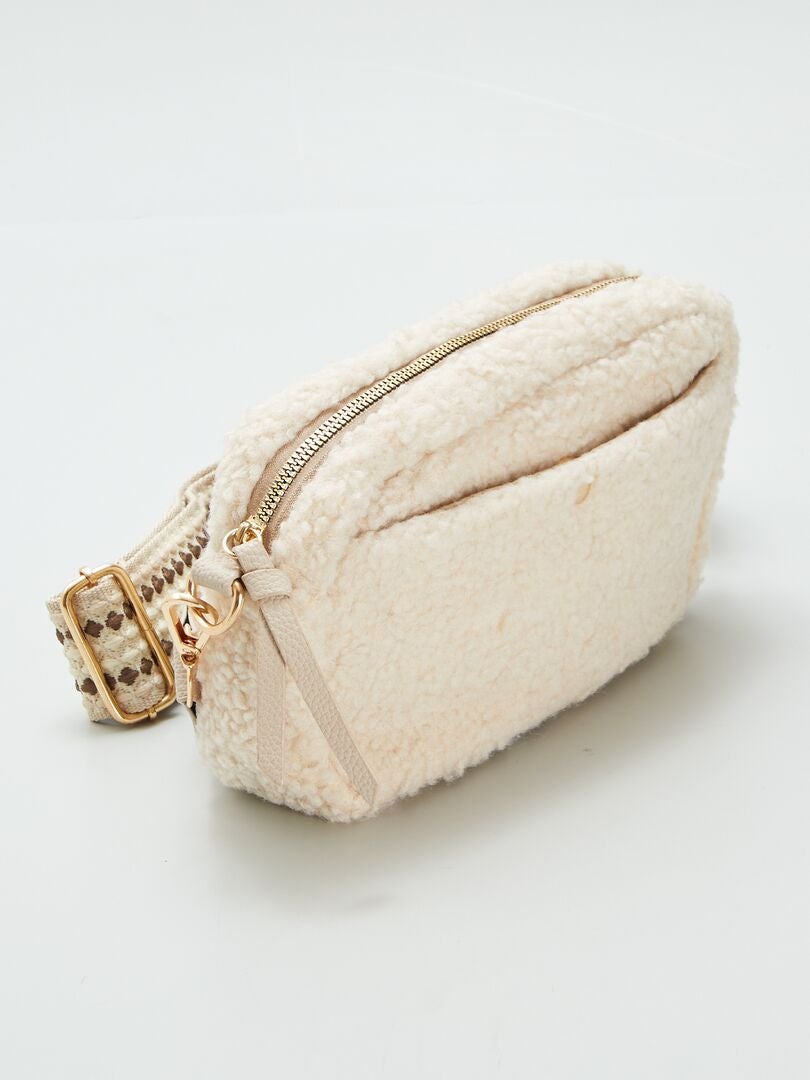 Sac bandoulière en sherpa Beige - Kiabi