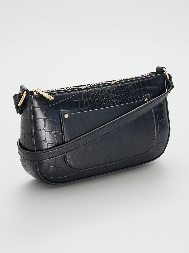 Sac bandoulière en simili noir - Kiabi