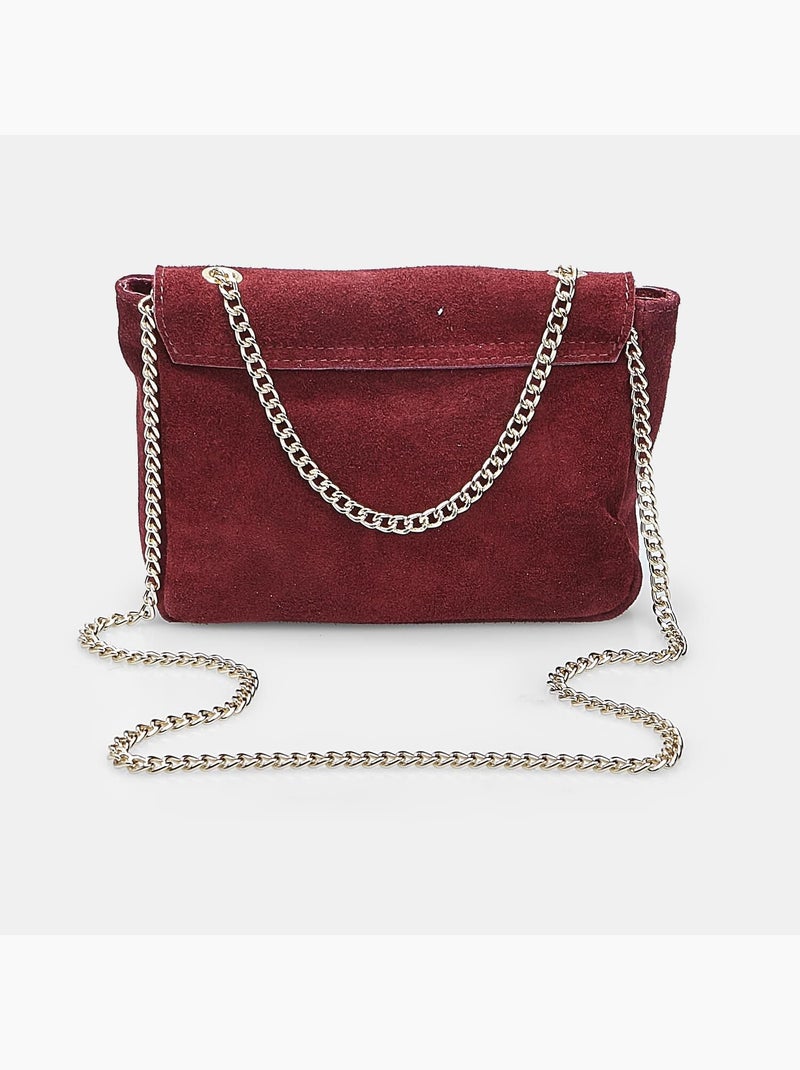 Sac bandoulière en suède avec clous Bata Bordeaux - Kiabi
