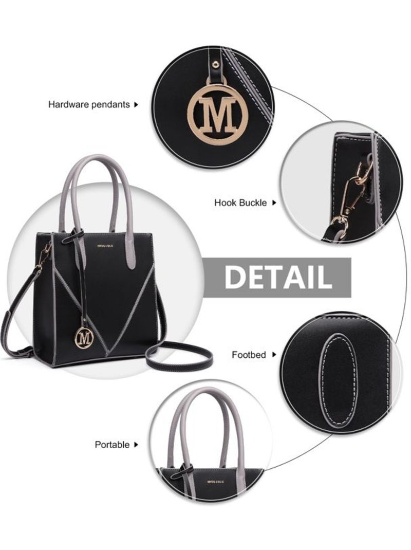 Sac bandoulière forme v cuir pu écologique 23x25x11 cm - miss lulu Noir - Kiabi