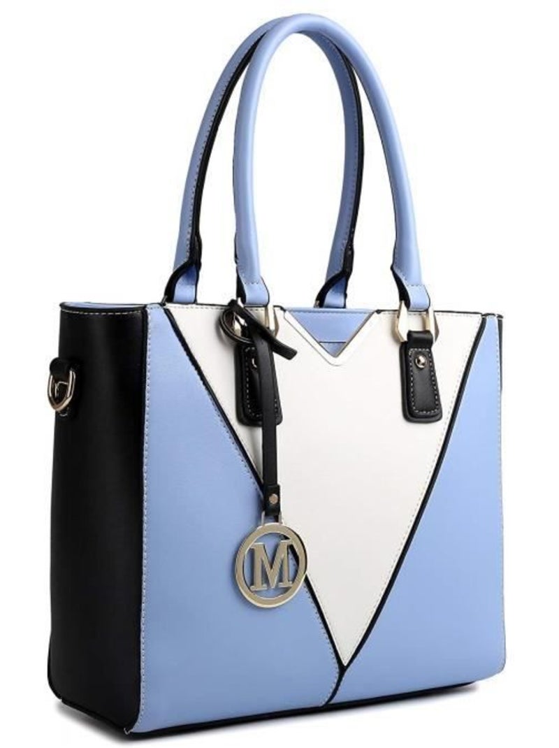 Sac bandoulière forme v cuir pu grainé taille moyenne - miss lulu Bleu - Kiabi