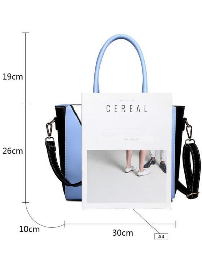 Sac bandoulière forme v cuir pu grainé taille moyenne - miss lulu Bleu - Kiabi