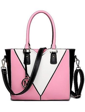 Sac bandoulière forme v cuir pu grainé taille moyenne - miss lulu