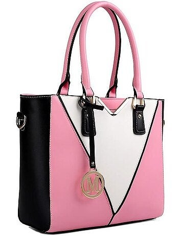 Sac bandoulière forme v cuir pu grainé taille moyenne - miss lulu