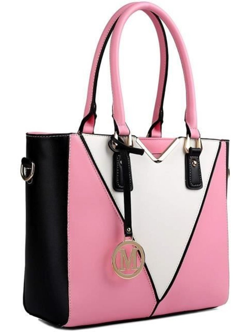 Sac bandoulière forme v cuir pu grainé taille moyenne - miss lulu Rose - Kiabi
