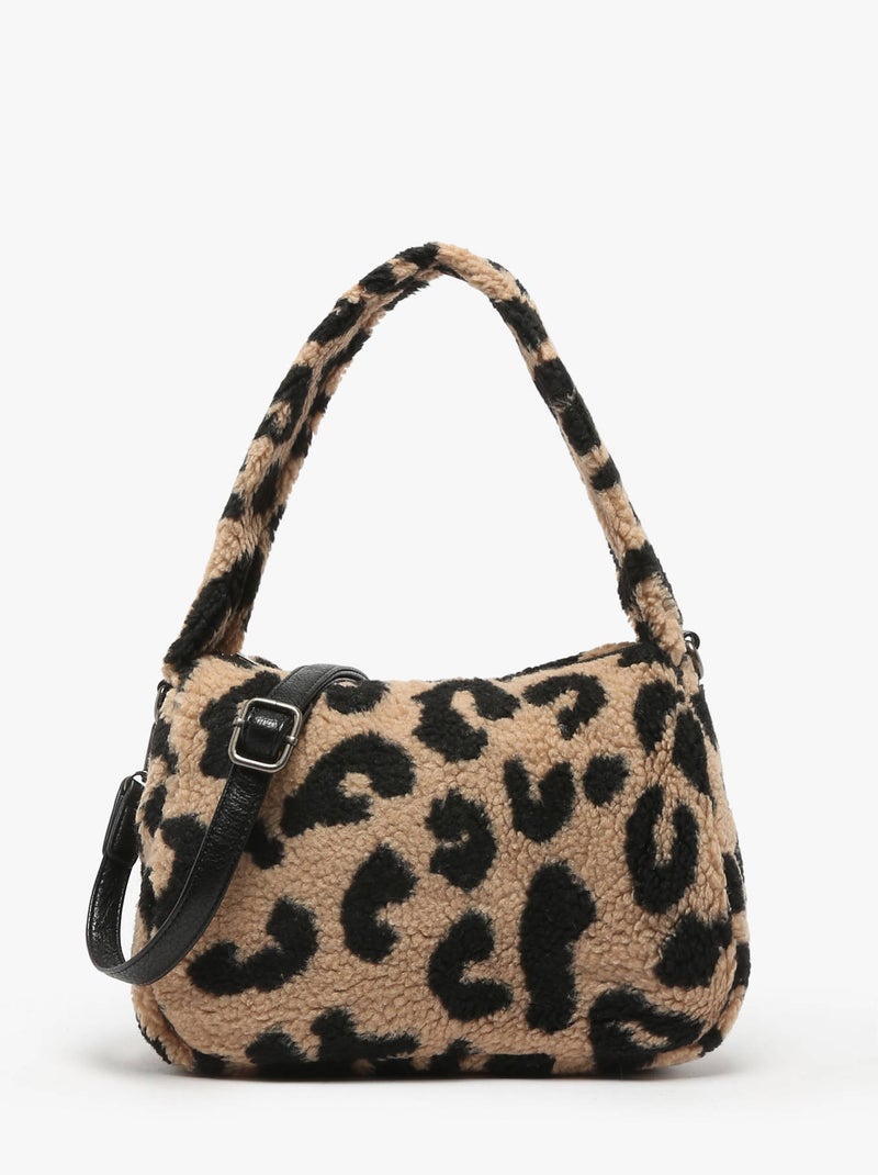 Sac Bandoulière Fur Miniprix Toile Enduite Beige/Noir - Kiabi