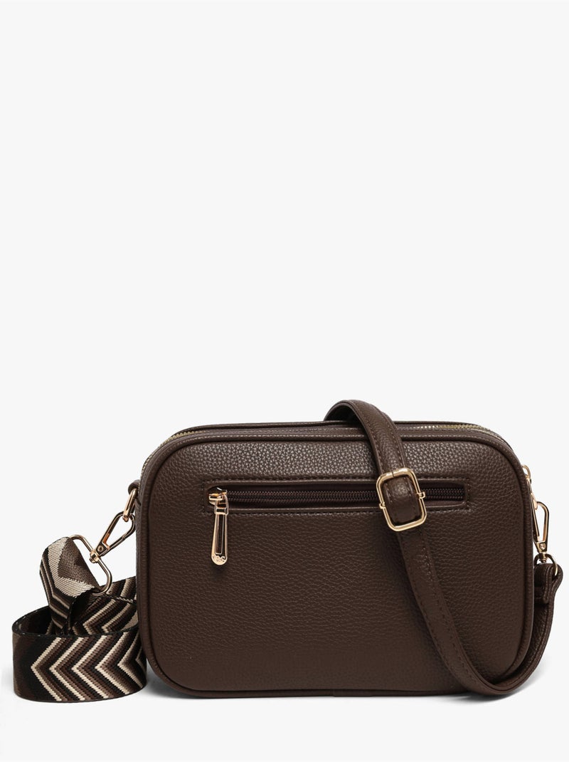 Sac bandoulière grained flora & co toile enduite Blanc Marron - Kiabi
