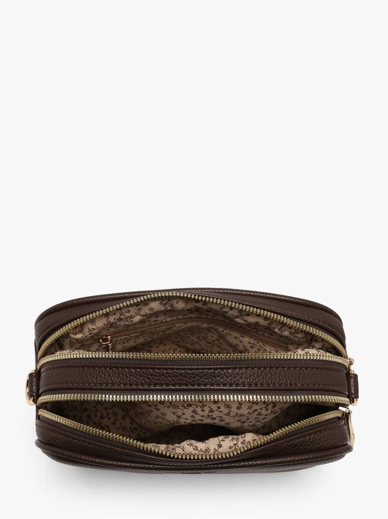 Sac bandoulière grained flora & co toile enduite Blanc Marron - Kiabi