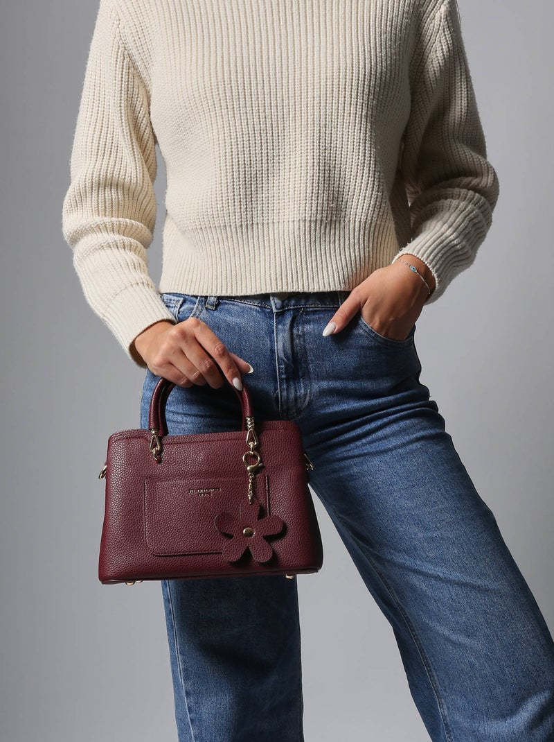 Sac bandoulière grained flora & co toile enduite Bordeaux - Kiabi