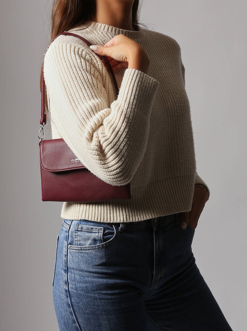 Sac bandoulière grained flora & co toile enduite Bordeaux - Kiabi