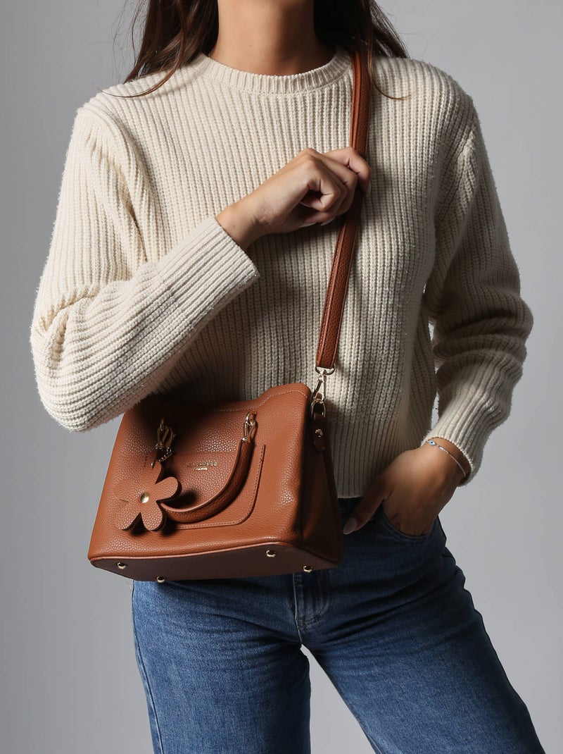 Sac bandoulière grained flora & co toile enduite Camel - Kiabi