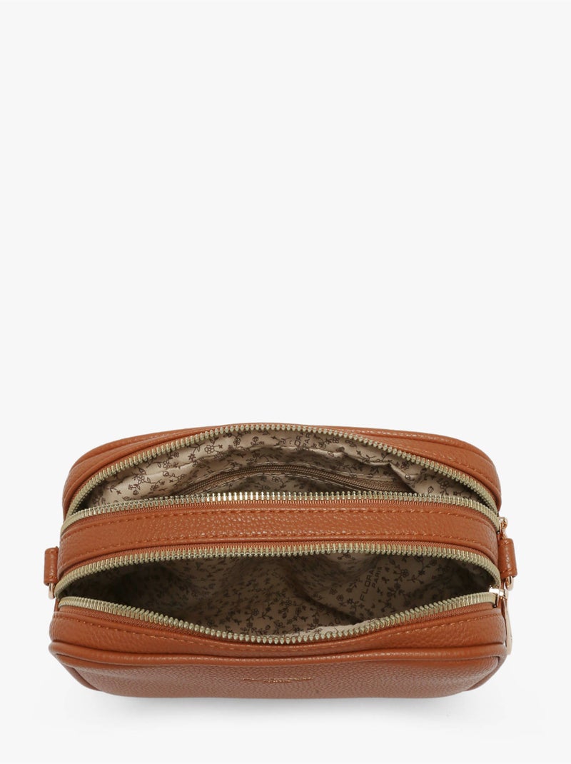 Sac bandoulière grained flora & co toile enduite Camel - Kiabi