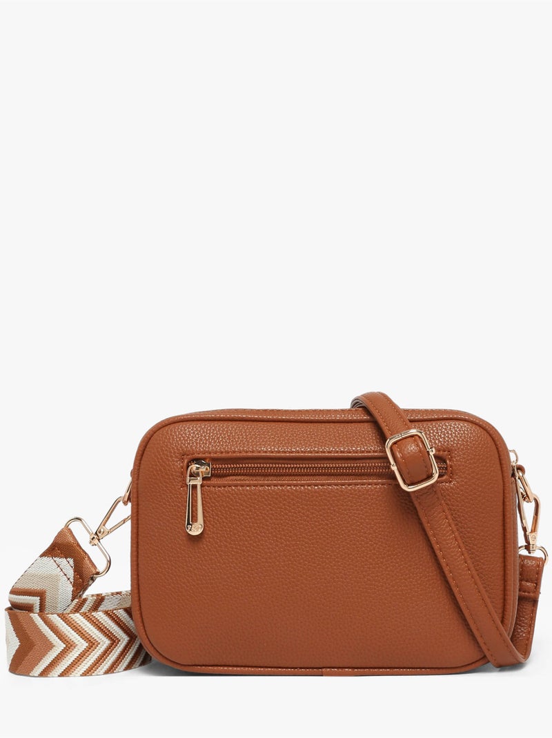 Sac bandoulière grained flora & co toile enduite Camel - Kiabi