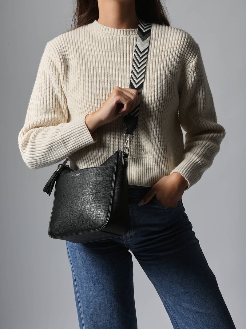 Sac bandoulière grained flora & co toile enduite Noir Noir - Kiabi