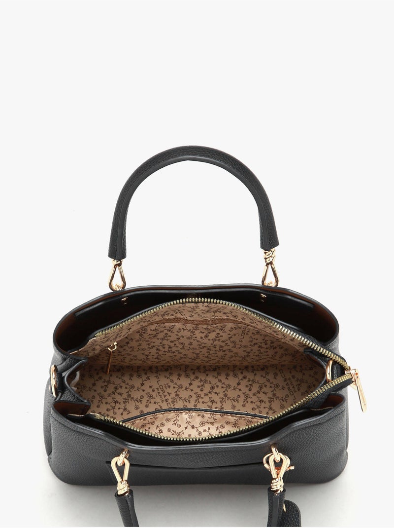 Sac bandoulière grained flora & co toile enduite Noir Noir - Kiabi
