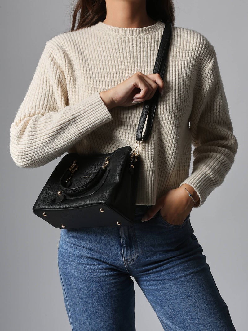Sac bandoulière grained flora & co toile enduite Noir Noir - Kiabi