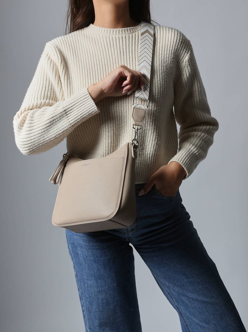 Sac Bandoulière Grained Miniprix Toile Enduite Beige - Kiabi