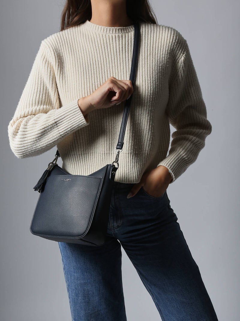 Sac Bandoulière Grained Miniprix Toile Enduite Bleu - Kiabi