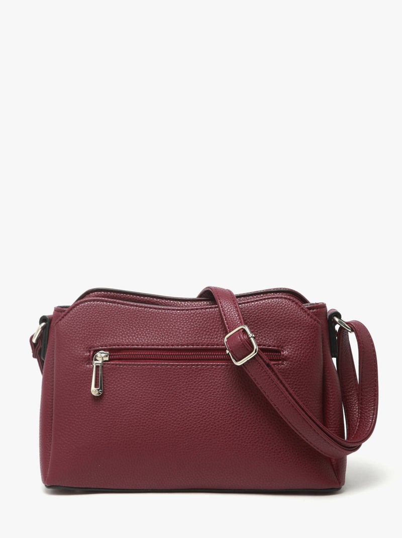 Sac Bandoulière Grained Miniprix Toile Enduite Bordeaux - Kiabi