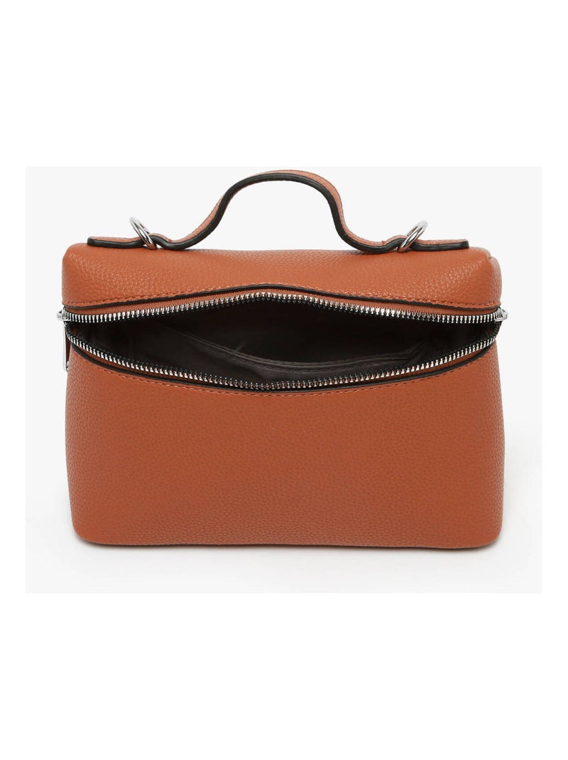 Sac Bandoulière Grained Miniprix Toile Enduite Marron - Kiabi