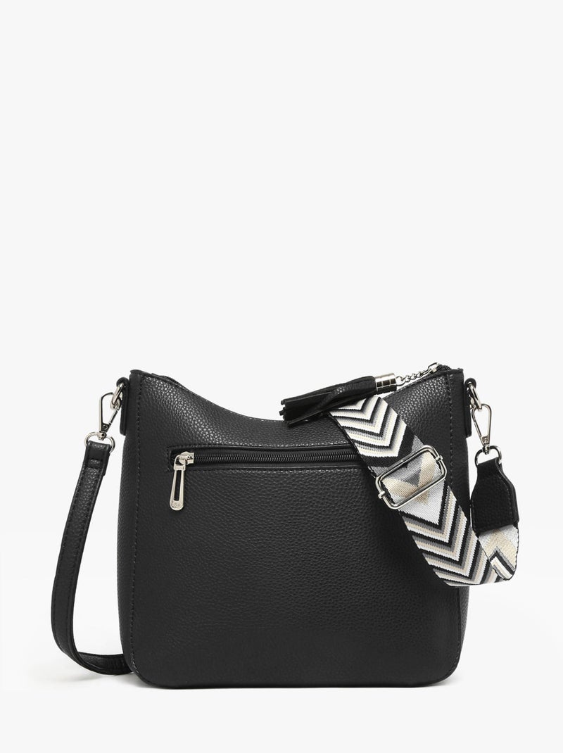 Sac Bandoulière Grained Miniprix Toile Enduite Noir Noir - Kiabi