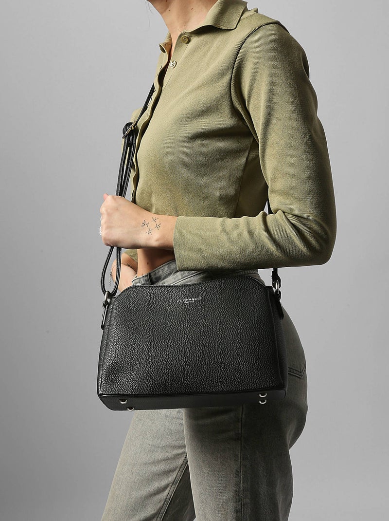 Sac Bandoulière Grained Miniprix Toile Enduite Noir Noir - Kiabi