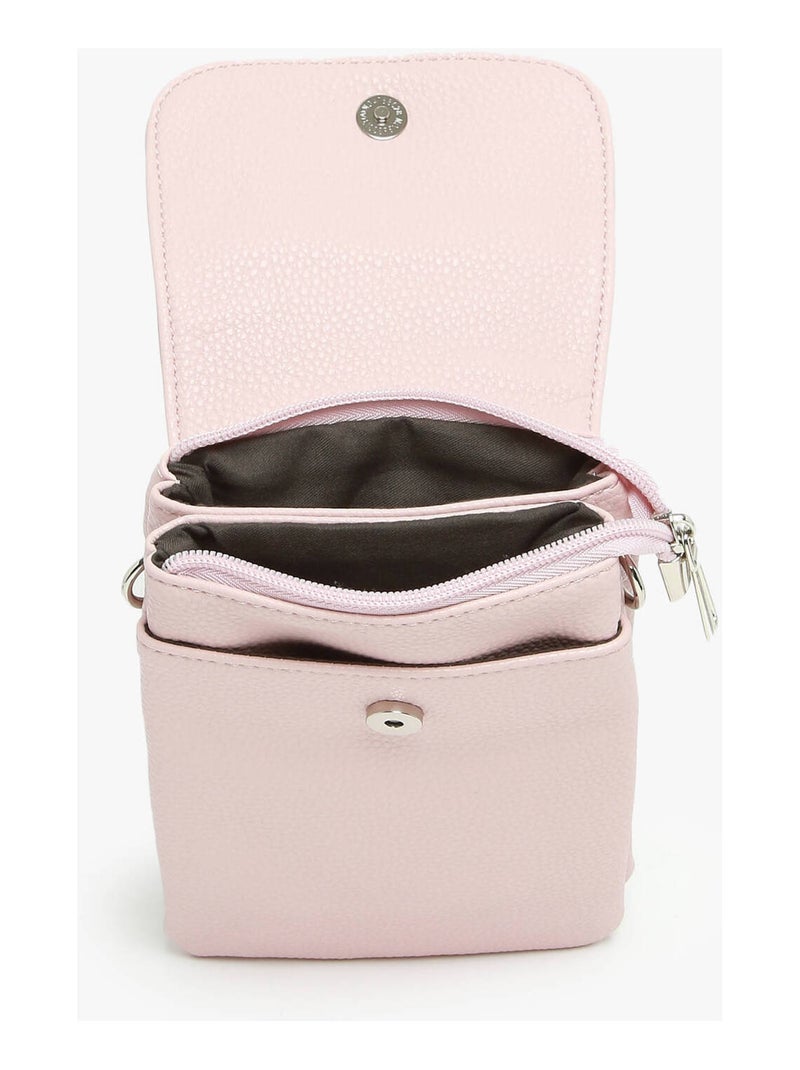 Sac Bandoulière Grained Miniprix Toile Enduite Rose - Kiabi