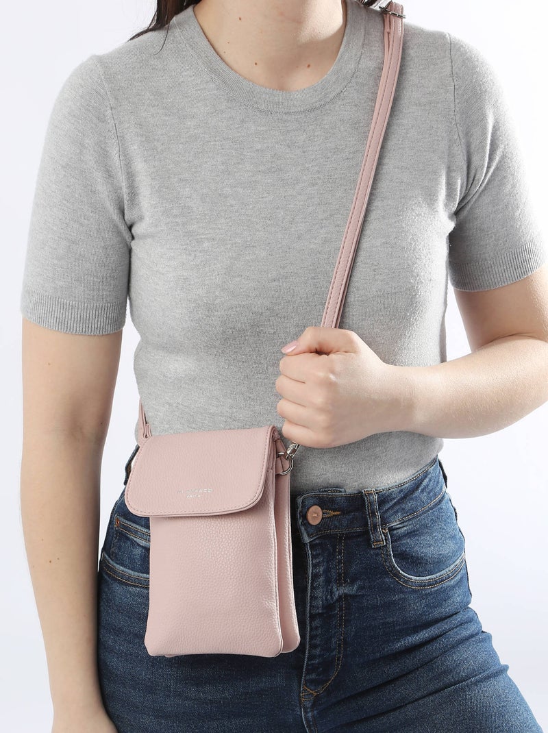 Sac Bandoulière Grained Miniprix Toile Enduite Rose - Kiabi