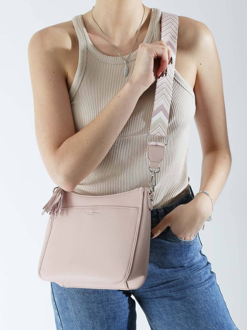Sac Bandoulière Grained Miniprix Toile Enduite Rose - Kiabi