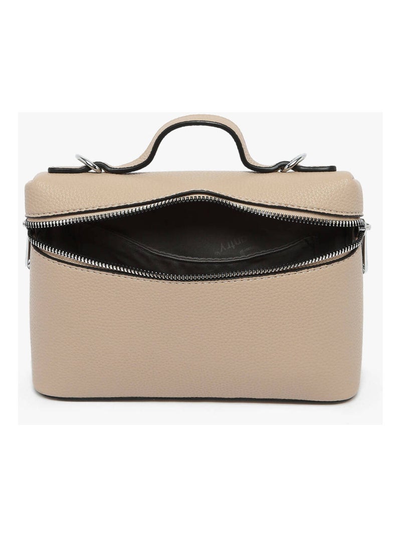 Sac Bandoulière Grained Miniprix Toile Enduite Taupe - Kiabi