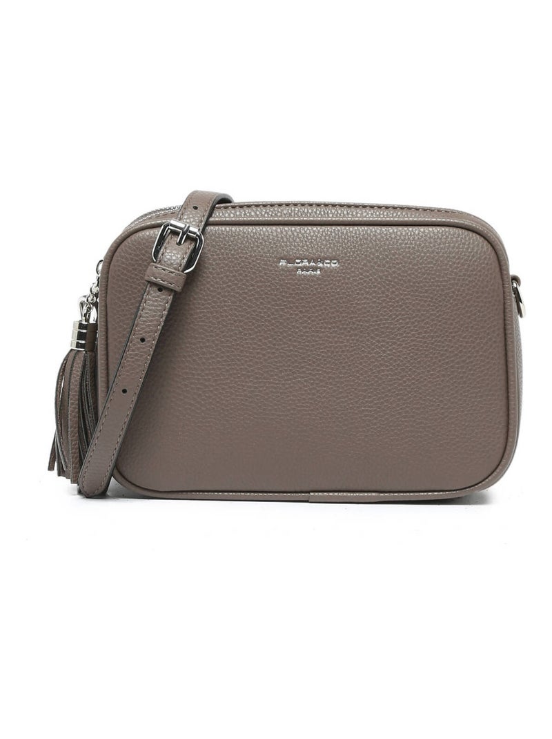 Sac Bandouliere Grained Miniprix Toile Enduite Taupe - Kiabi