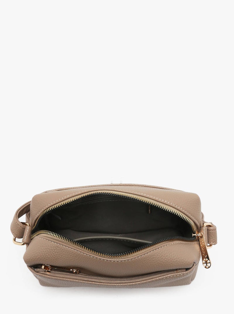 Sac Bandoulière Grained Miniprix Toile Enduite Taupe - Kiabi